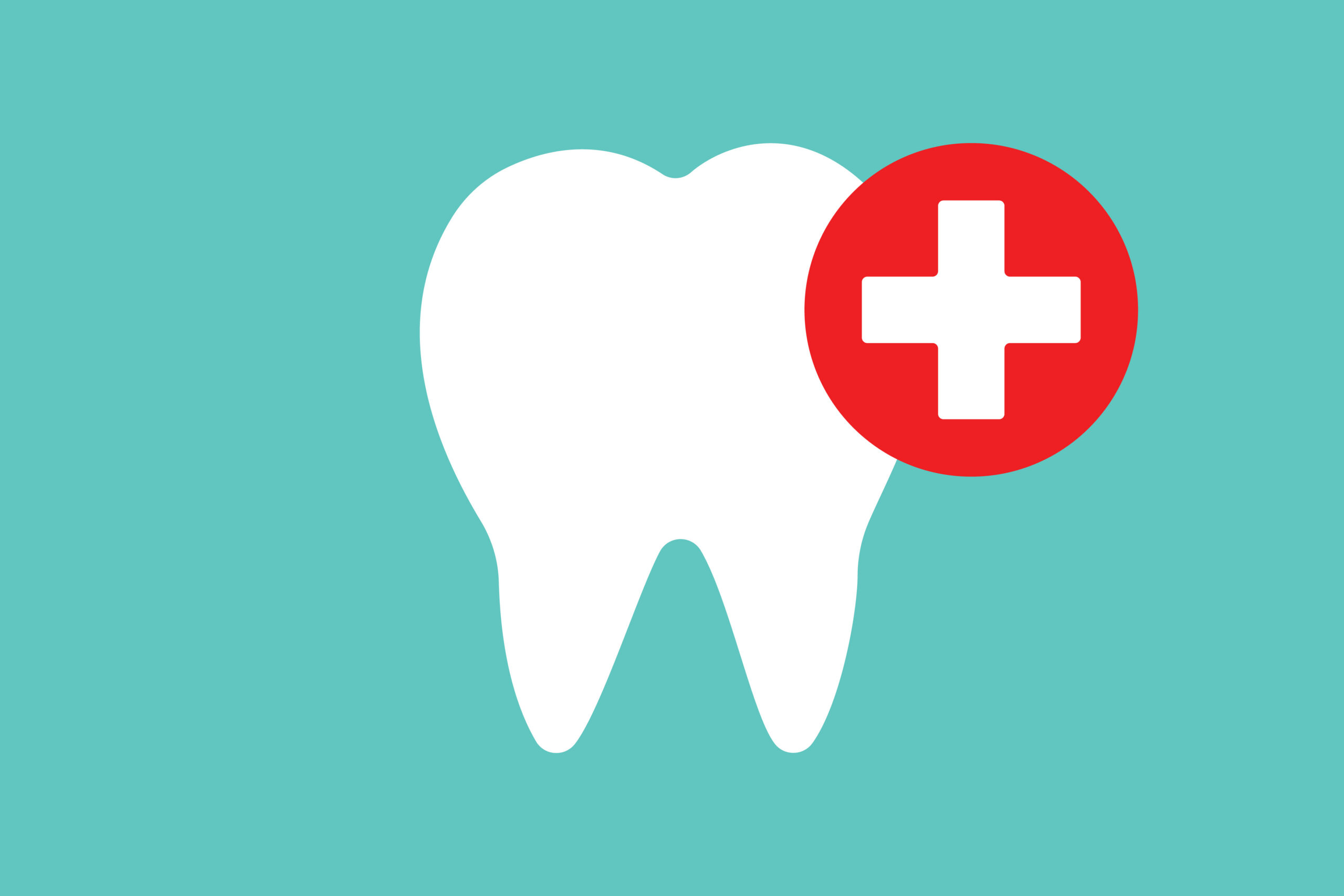 Stylized tooth icon with medical cross, symbolizing dental care, health, and emergency services.